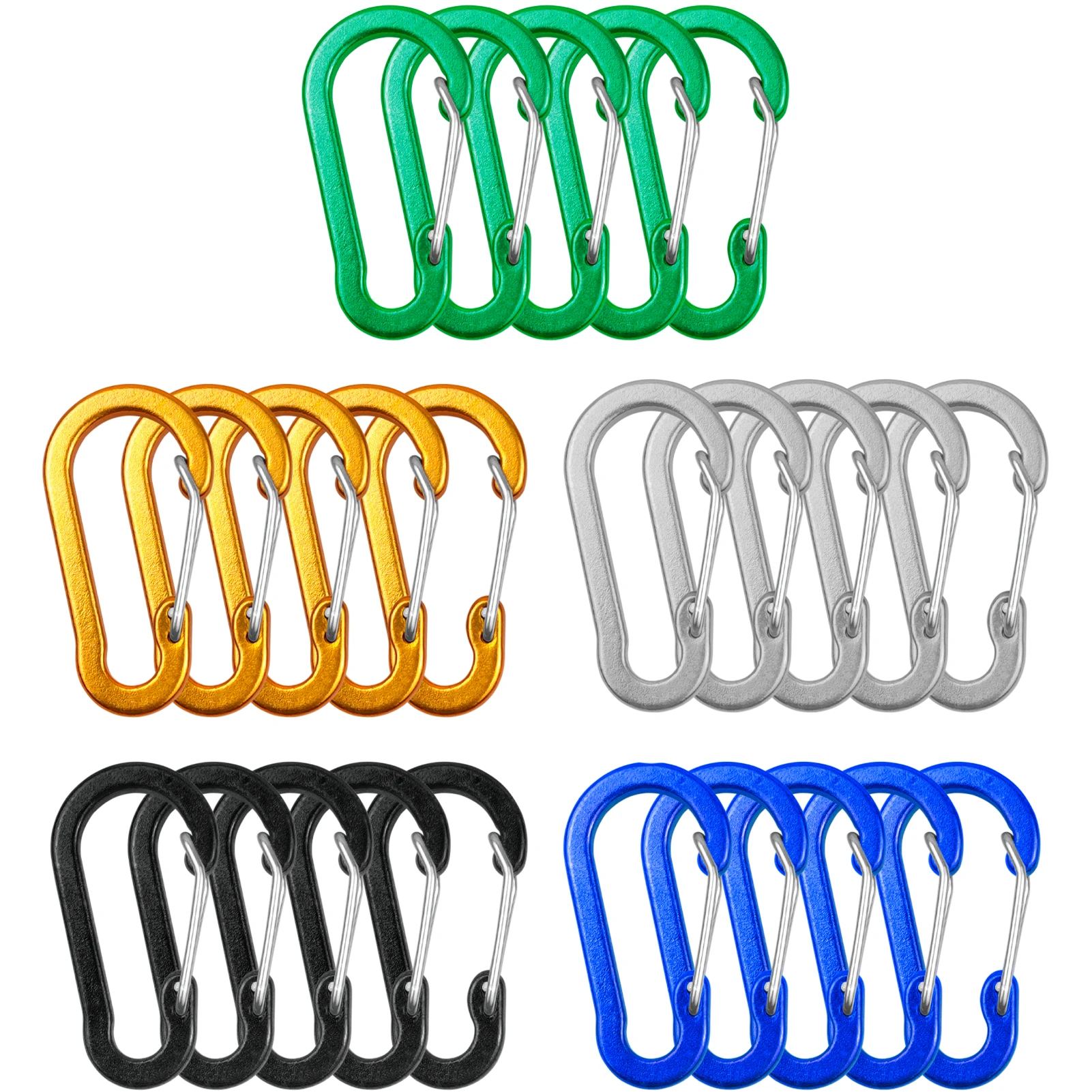 Keychain Multi Tool - 5/10/12 個カラビナクリップミニアルミ合金キーホルダーカラビナクリップ D リングアウトドアキャンプハイキング釣りバックパッキング 2023