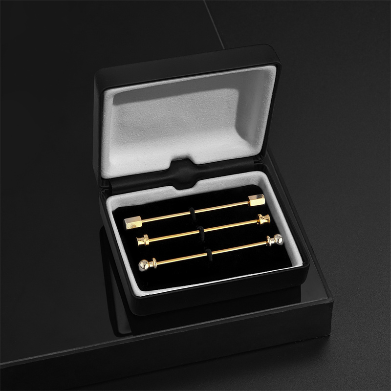 Cufflink Box Set - Lapel-男性用ピンセット,ギフトボックス付きシャツ,ネクタイクリップ,襟付きブローチ,ミニマリスト,結婚式のお土産,男性のファッション,3個