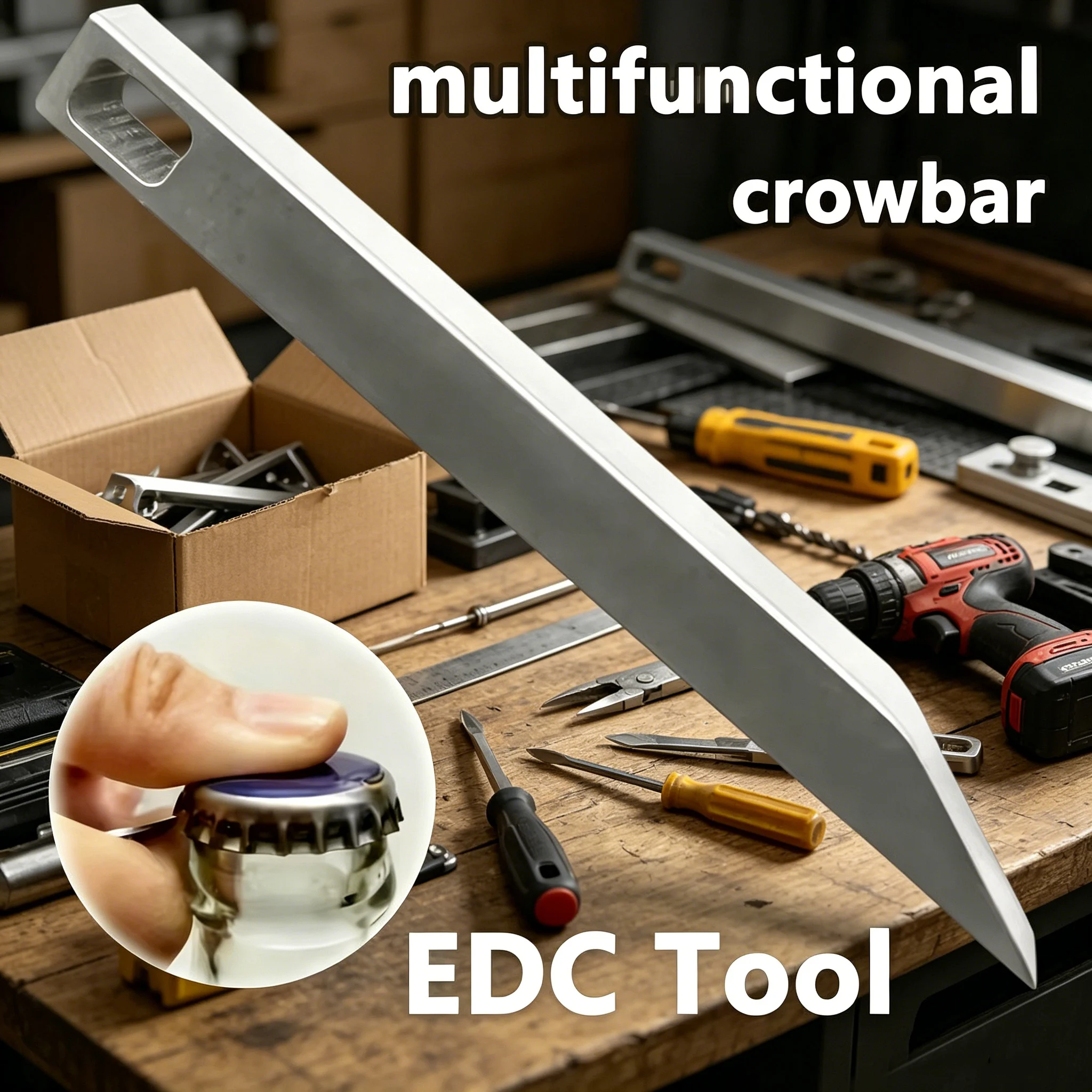 Keychain Multi Tool - ステンレス製ヘビーデューティーキーチェーンプライバー - EDC用ボトル＆ボックスオープナー付き工業グレード多目的ツール