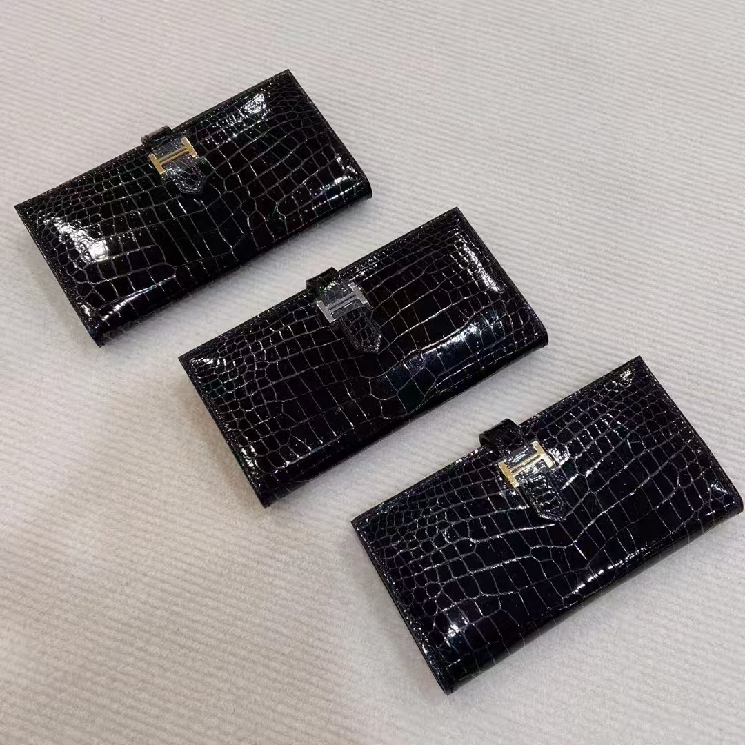 Men Accessories Photos - 高光沢本物のワニ皮メンズ財布ワニ革ロングサイズカードキャッシュライセンスホルダー高級アクセサリー