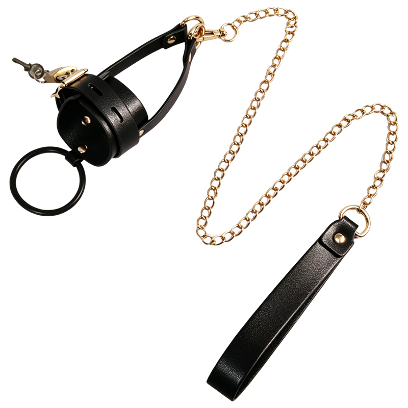 Men'S Vegan Accessories - 革製ボールストレッチャー、リーシュ付き陰嚢ペニスリング、貞操帯コックケージ、BDSMセックストイ（男性用18禁）