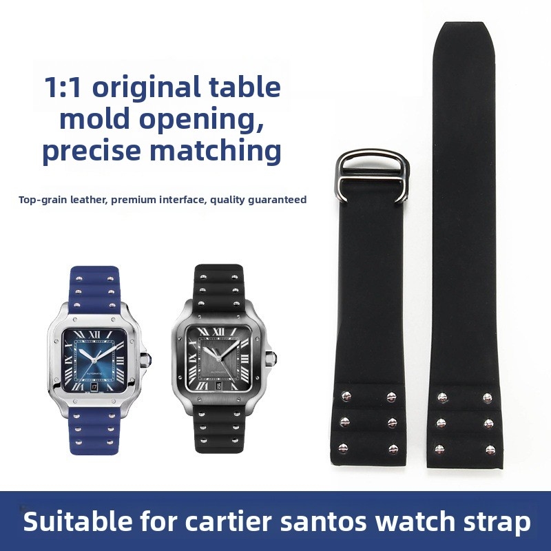Men'S Accessories Cartier - 21 ミリメートルソフトシリコン時計ストラップの交換カルティエサントス男性用腕時計オリジナルスタイルラバー時計バンドアクセサリー