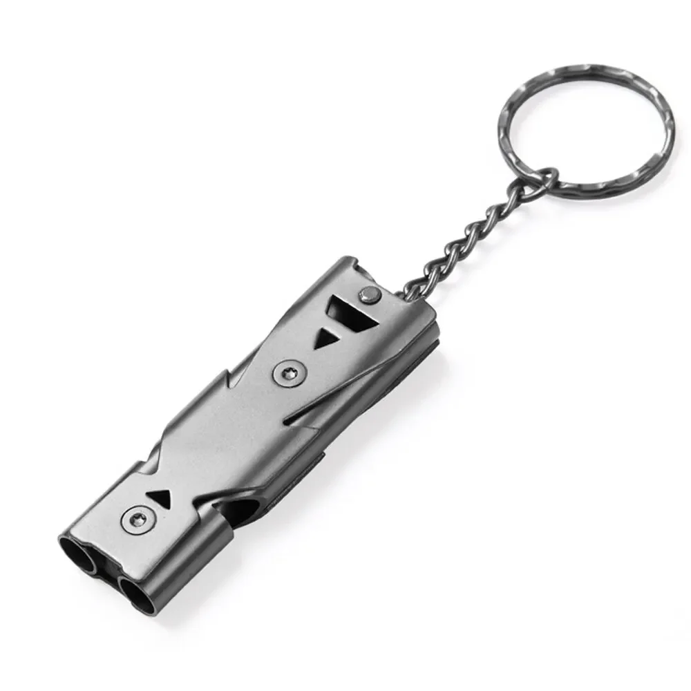 Keychain Multi Tool - 高デシベル緊急キーホルダーペンダント、大音量屋外キャンプツール、ポータブル多機能パック、ダブルチューブサバイバルホイッスル