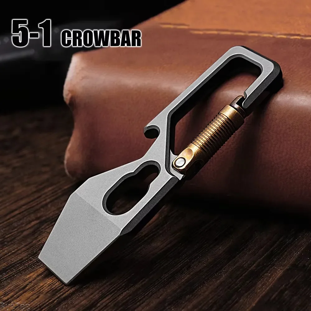 Keychain Multi Tool - 多機能キーホルダープライバー,チタン合金,ポータブルEDC,栓抜き,配送ツール,6cm, 5-1