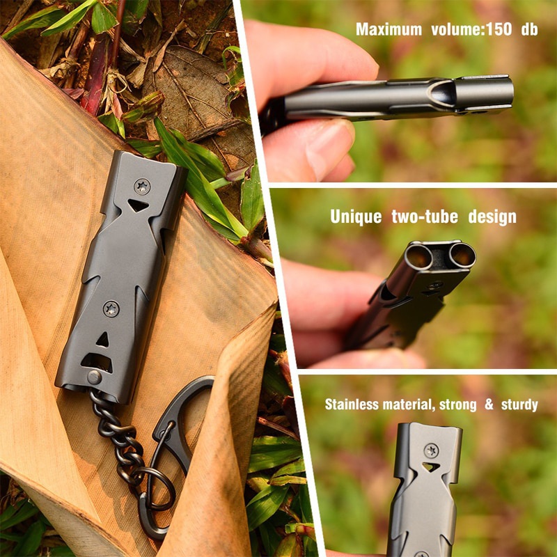 屋外edcサバイバルホイッスル高デシベルダブルパイプホイッス - Keychain Multi Tool のレビューと価格