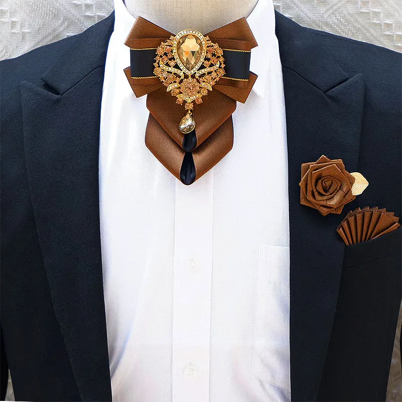 男性用の豪華な蝶ネクタイ,ラインストーンとポケット付きの高級 - Men'S Accessories High End のレビューと価格