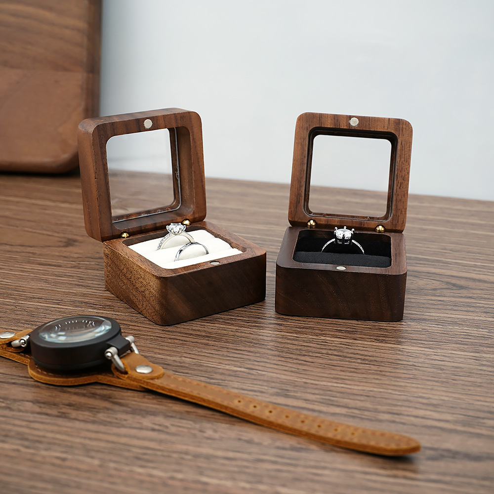 ブラックウォールナットソリッドリングボックスシングルダブルリ - Cufflink Box Set のレビューと価格