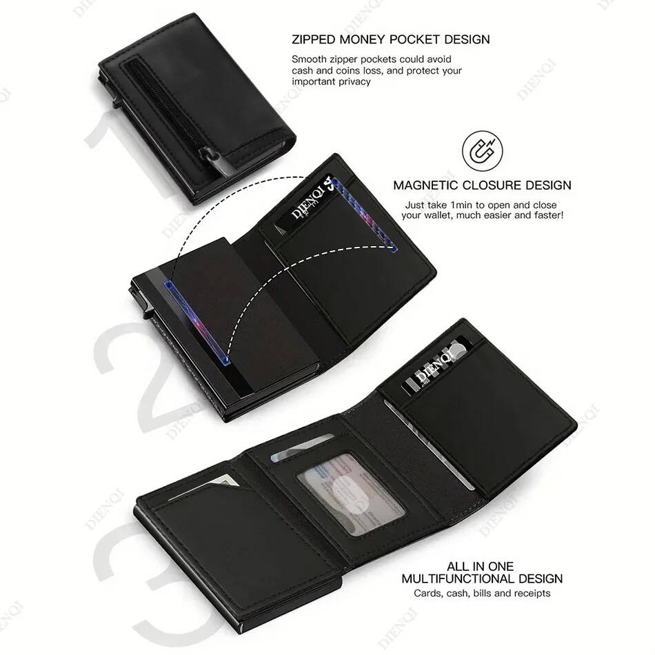 OUIO Rfid クレジットカードホルダー財布メンズ銀行カ - Coin Holder Men のレビューと価格
