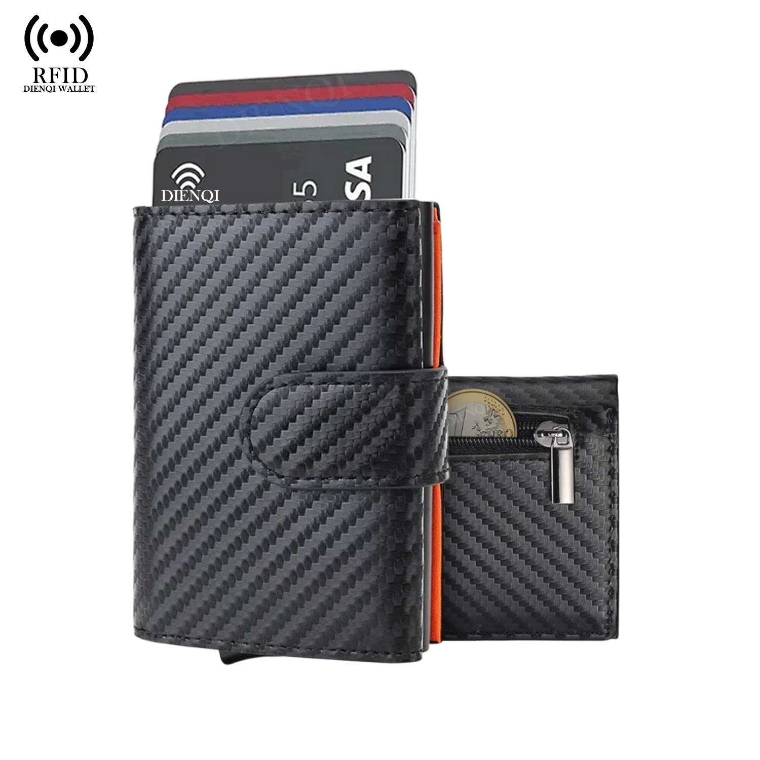 マイクロファイバーレザー名刺入れ RFIDカーボンカードホル - Coin Holder Men のレビューと価格