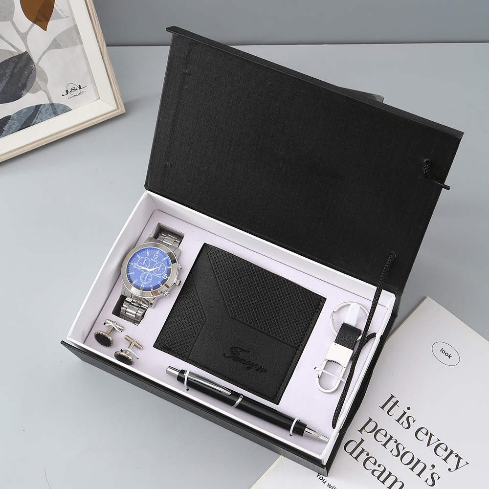 新しい腕時計メンズギフトセットボックスベルト財布セットキーホ - Cufflink Box Set のレビューと価格