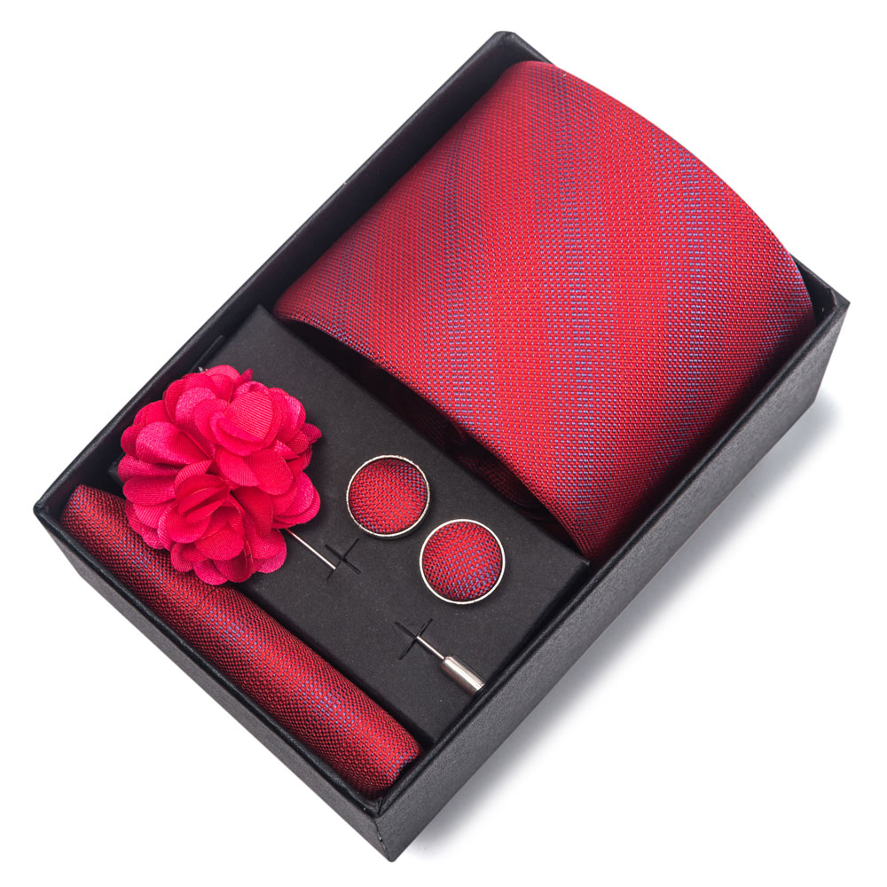 卸売ギフトボックスファッション 8 センチメートル赤ペイズリ - Cufflink Box Set のレビューと価格