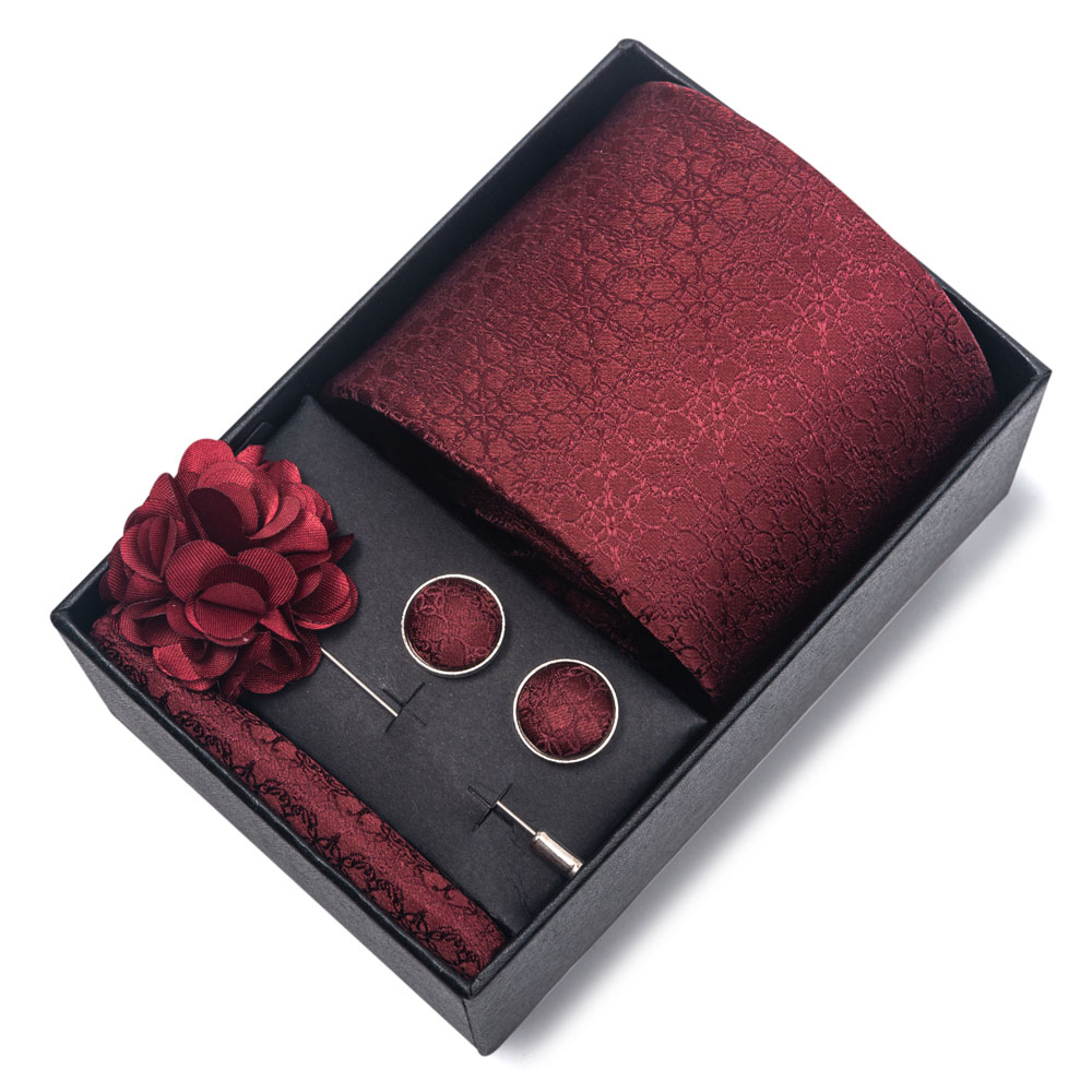 卸売ギフトボックスファッション 8 センチメートル赤ペイズリ - Cufflink Box Set のレビューと価格