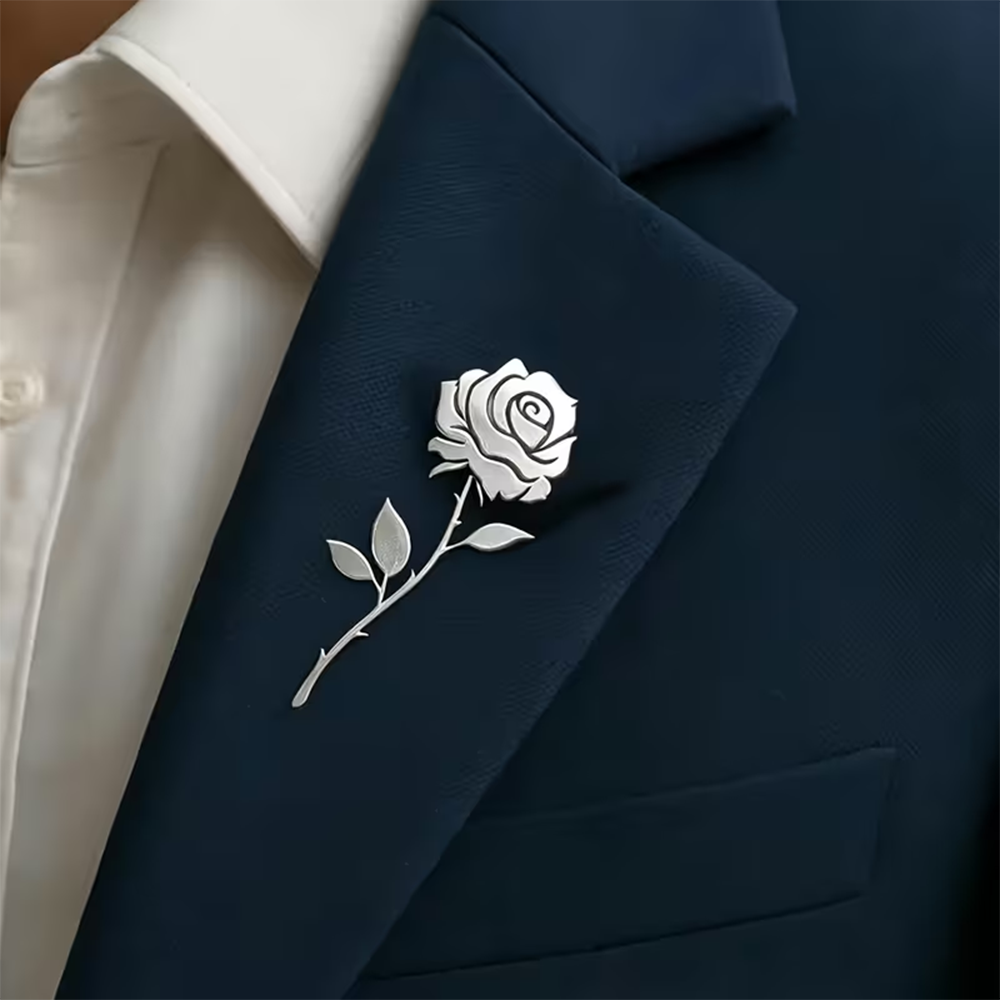 男性用カスタムローズフラワーブローチ ステンレス製 パーソナ - Men Accessories Photos のレビューと価格