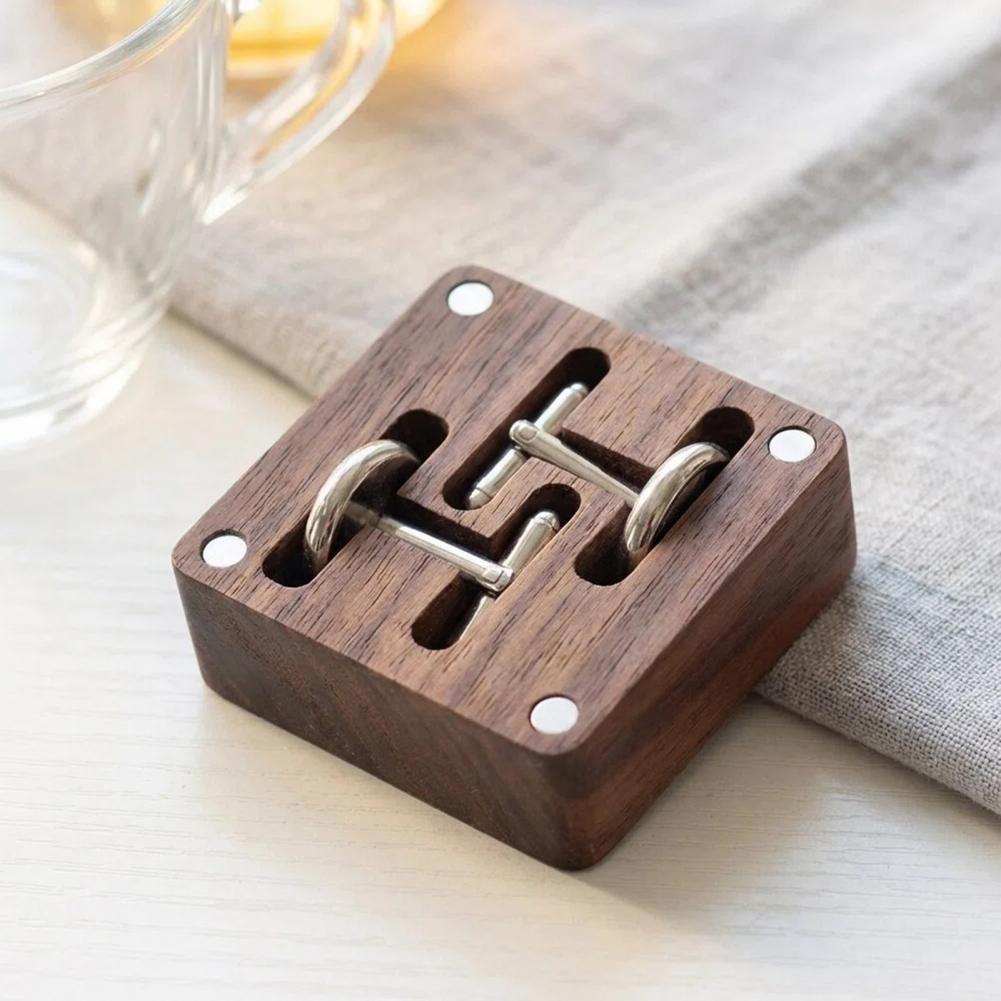 ウォルナット製カフスボタンボックス、無垢材マグネット開閉式収 - Cufflink Box Set のレビューと価格