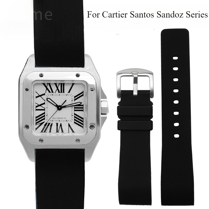 ブラックブルーシリコン時計ストラップカルティエサントスサンド - Men'S Accessories Cartier のレビューと価格