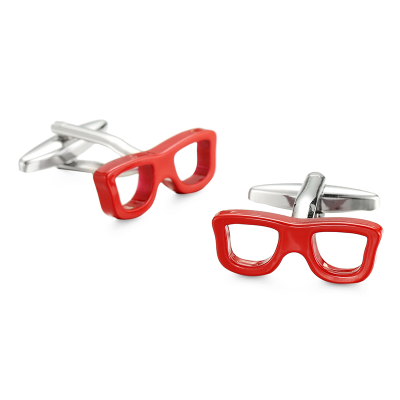 男性用フレンチシャツ,金属製のアクセサリー,赤いメガネ,カフ - Men'S Accessories High End のレビューと価格